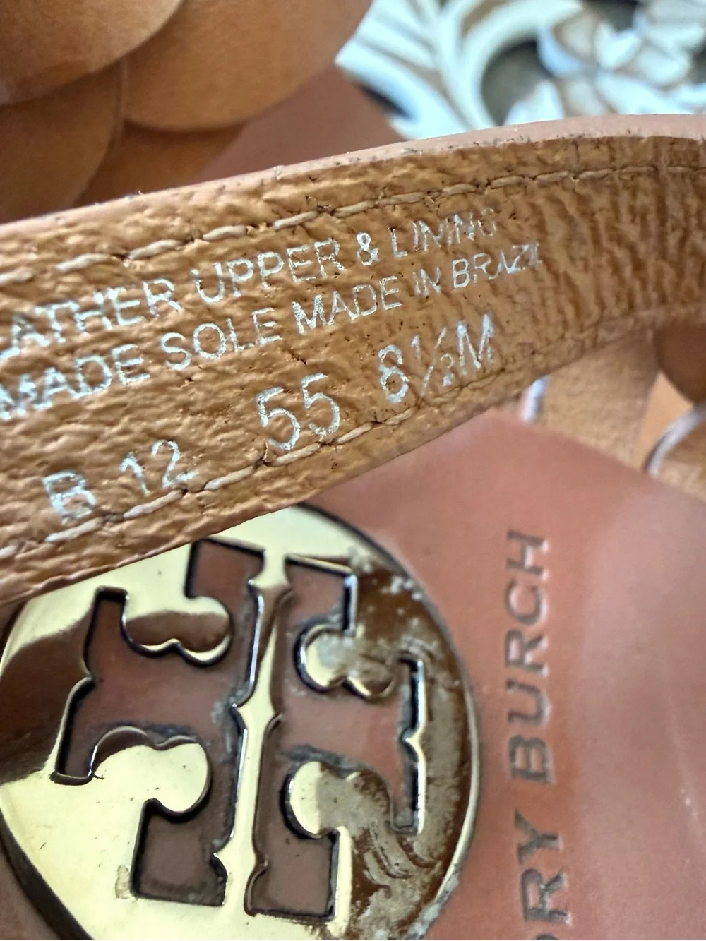 Tory Burch Tan Woven Leather Cork Wedge Sandals Shoes Women’s 8.5
